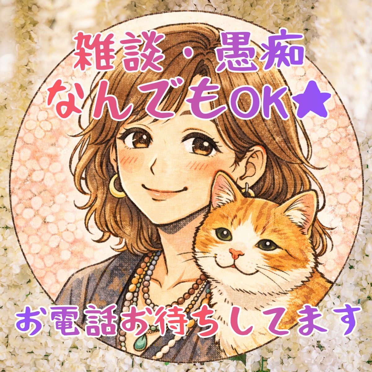 友達感覚で♡50代からのお悩みお聞きします 1分お試しOKです。まとまらない想いも、そのまま受け止めます イメージ2