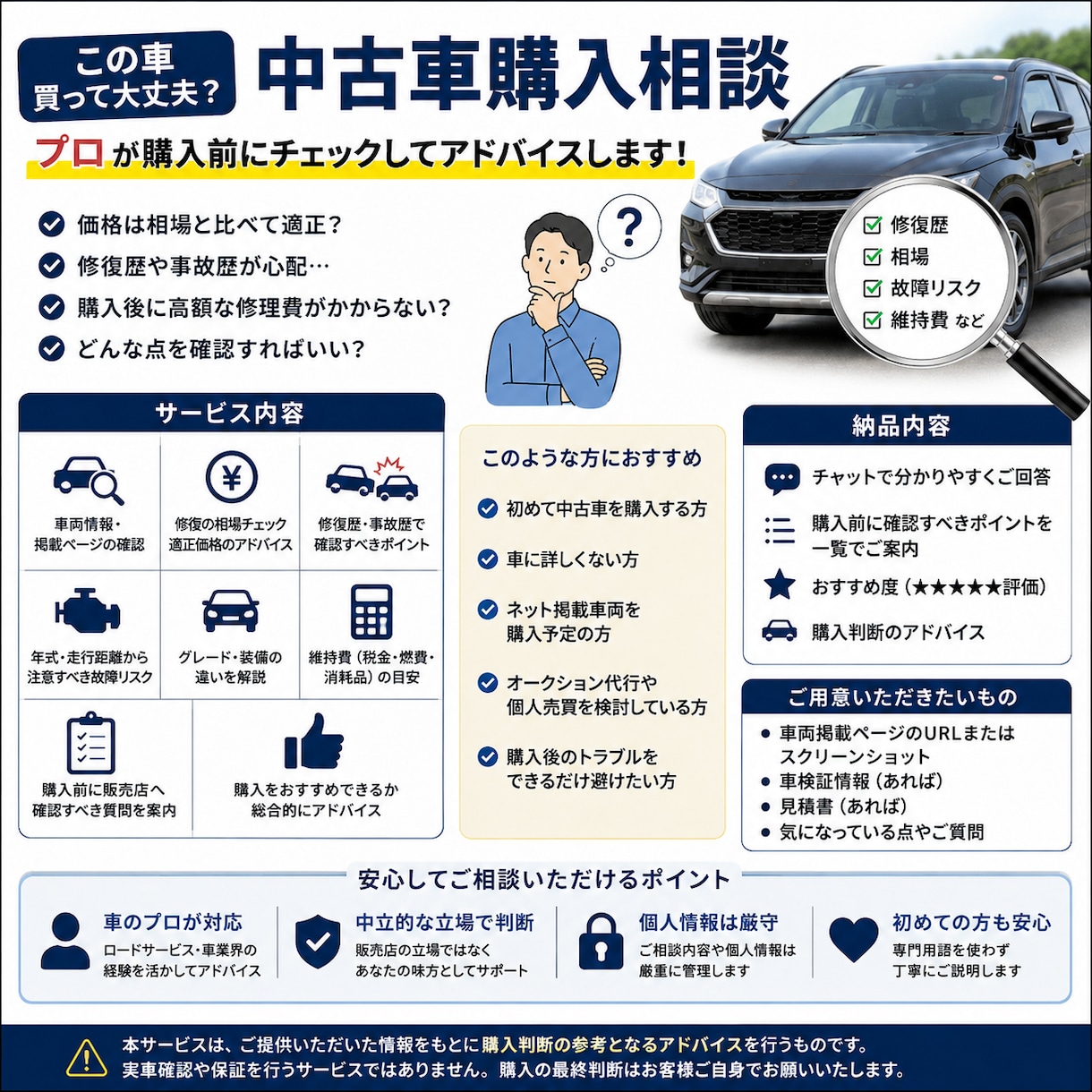 貴方に最適な一台をご提案します 失敗しない中古車選びを一緒にお手伝いします イメージ2