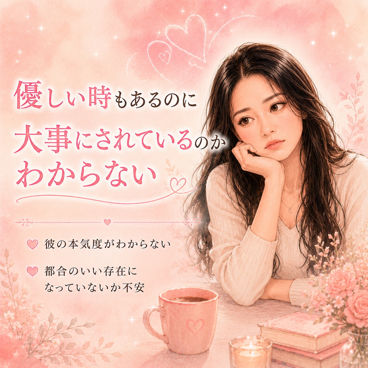 好きなのに苦しい恋の話聞きます 沼った恋の不安を一緒に整理します イメージ3