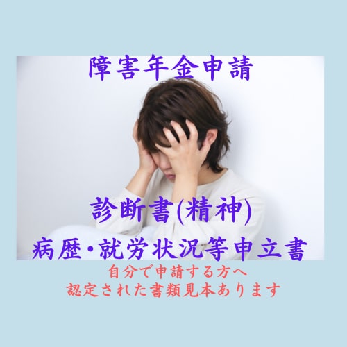 障害年金(精神疾患)の申請書類の見本あります 実際に精神2級が認定された書類の記載見本を参考にできます。 イメージ1