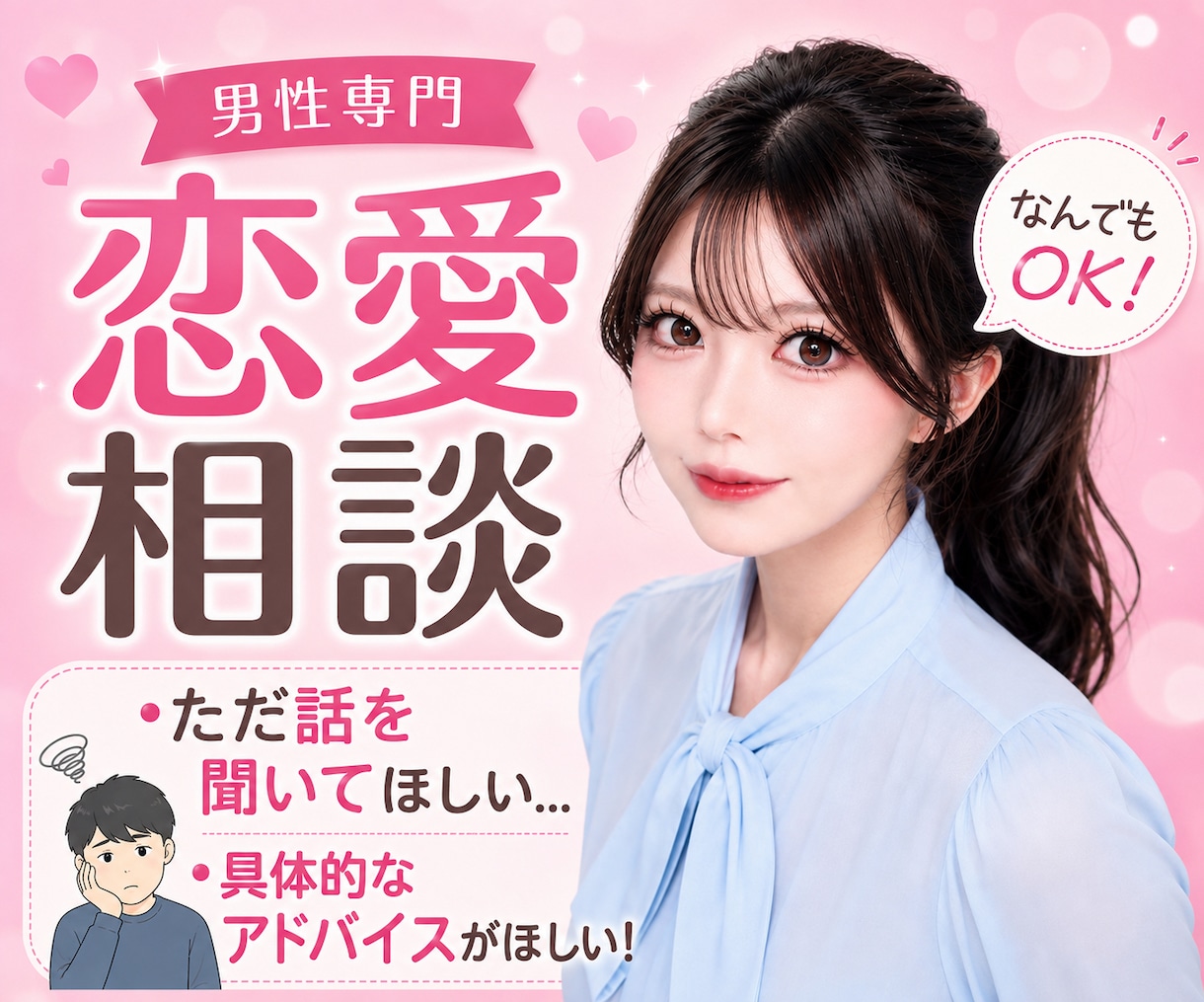 男性専門￤心理学×女目線で勝率UPのお手伝いします 恋愛相談/復縁/モテ/経験人数や夜に関するご相談まで◎ イメージ1