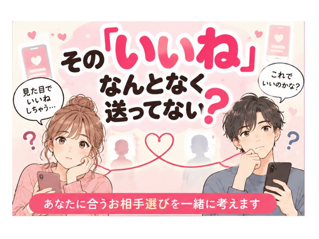 あなたに合ったお相手選びを提案します 理想と現状を整理して、アプローチまで一緒に考えます イメージ1