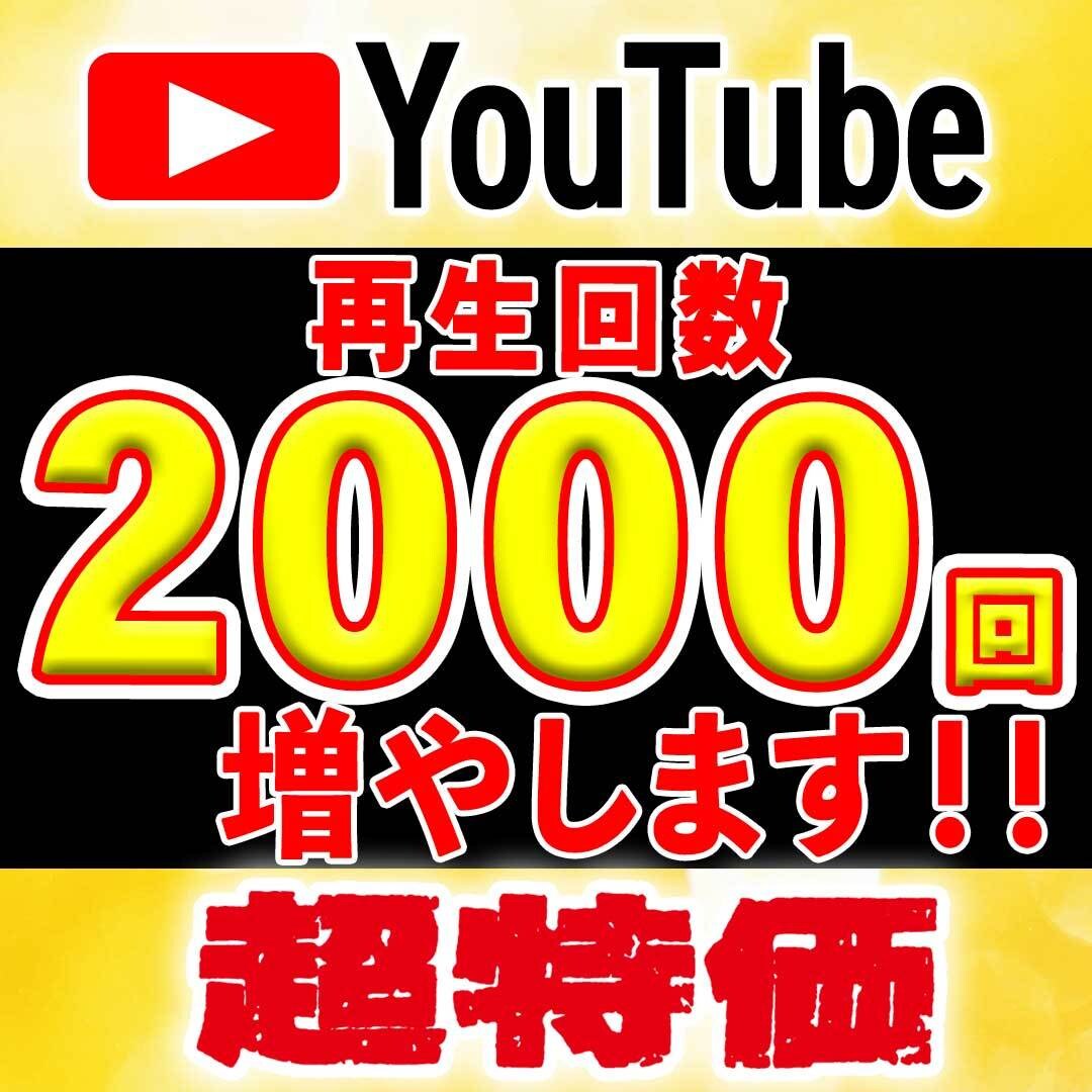 破格♪YouTube再生回数＋2000回増やします 初心者でもOK!ココナラ特別価格でサポート致します！ イメージ1