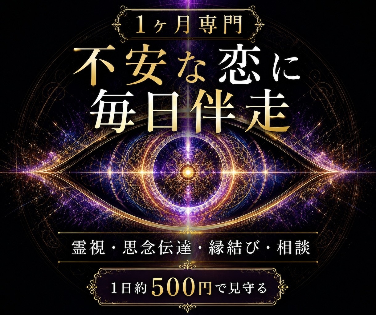 1ヶ月専門｜不安な恋に深宇宙霊視で毎日伴走します 復縁・片思い・複雑愛を霊視施術相談で支えます イメージ1