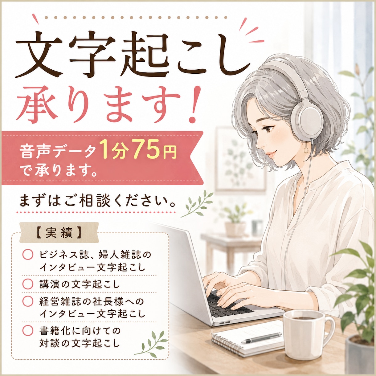 音源から文字起こしをいたします 音源から文字起こしをいたします。長時間でも対応いたします。 イメージ1