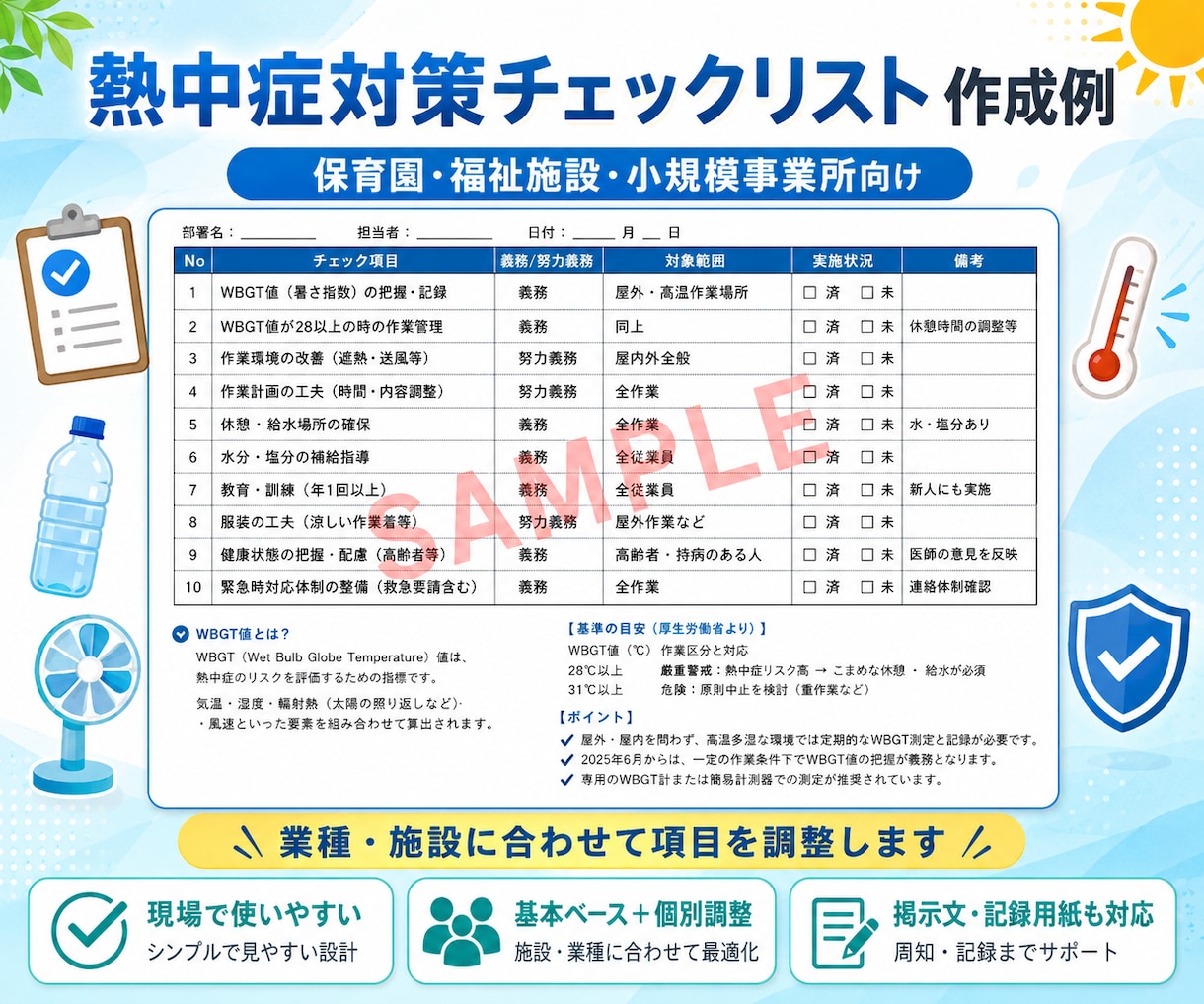 令和7年対応｜熱中症対策3点セットを作成します 夏本番前に施設・学校向け熱中症対策資料一式を丁寧に作成します イメージ2