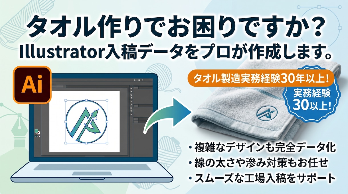 手書きイメージからタオルのデザインします タオル専門店に勤めて30年以上だからタオルの特性を生かします イメージ1