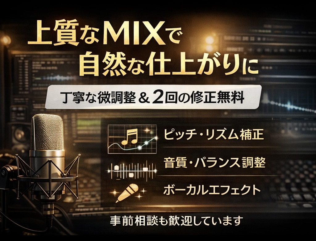 歌ってみたのボーカルMIXを高音質で仕上げます 歌声がオケに自然に馴染む、丁寧なボーカルMIX イメージ2