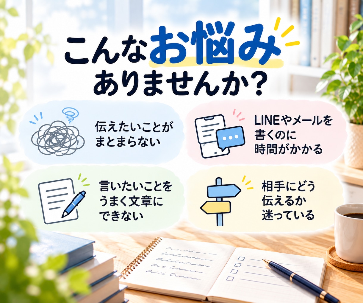 頭の中のモヤモヤを文章に整理します 伝えたいことを整理して、伝わる文章にします イメージ2