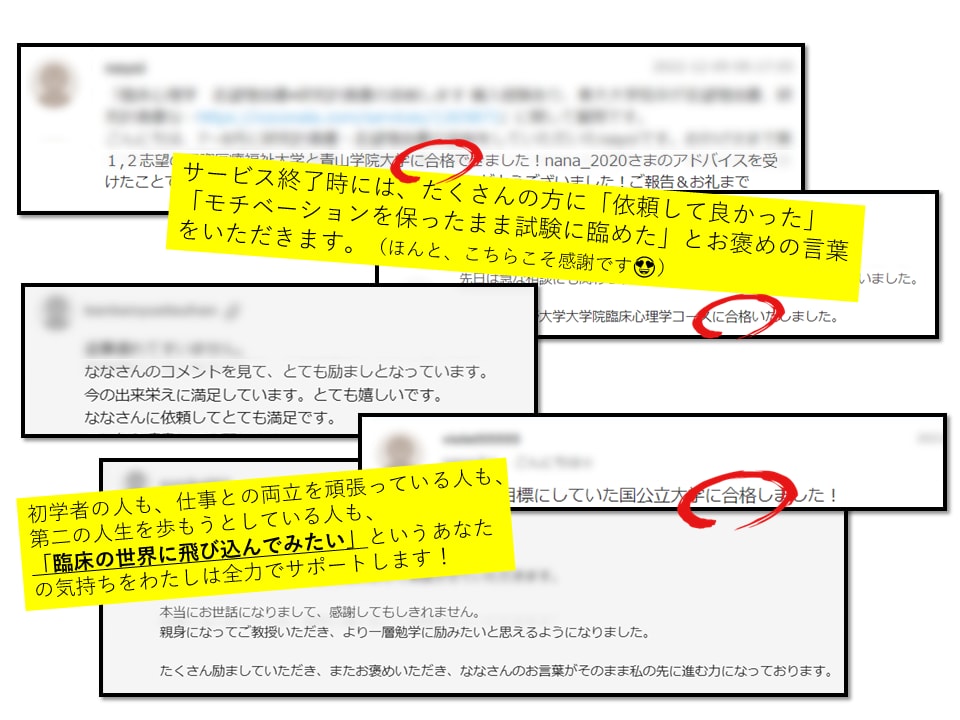心理系大学院｜合格に導く研究計画書添削＆指導します 合格実績多数！東大院卒が研究計画書を徹底添削＆指導 イメージ3