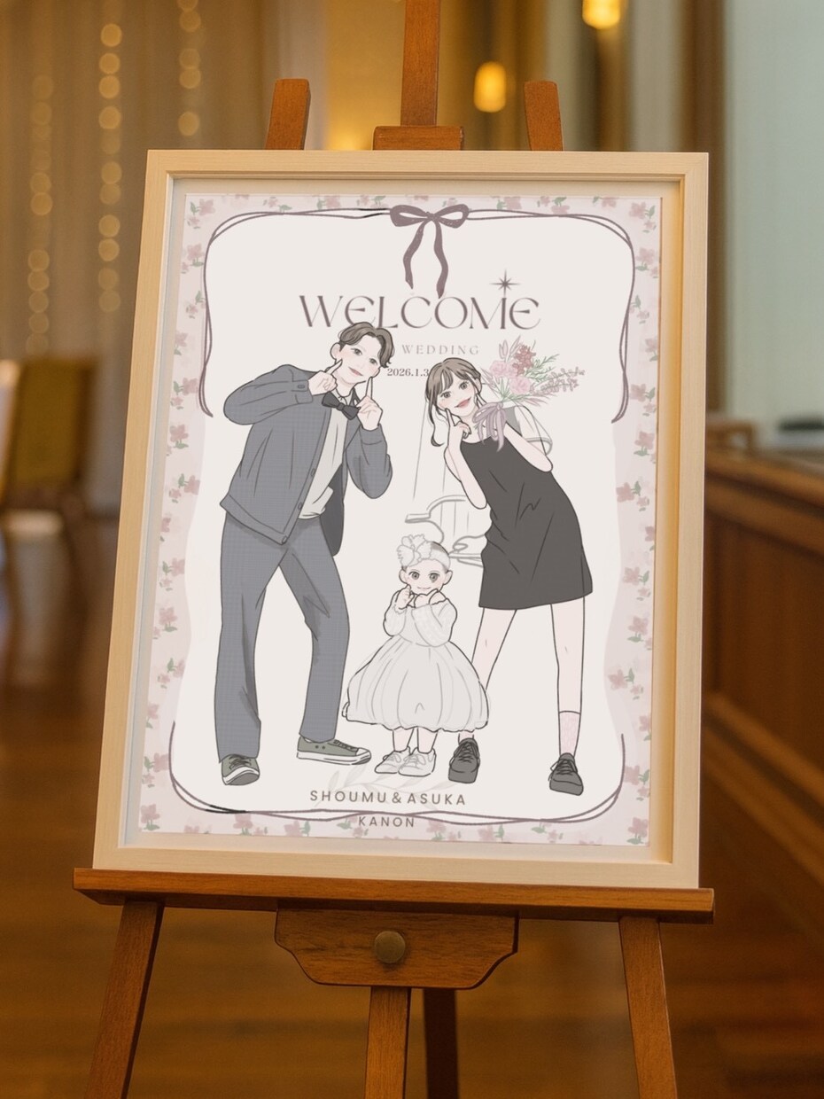 韓国風シンプルな大人可愛いウェルカムボード作成ます 即対応◎2つの絵柄から選べる線画×淡色イラスト イメージ5