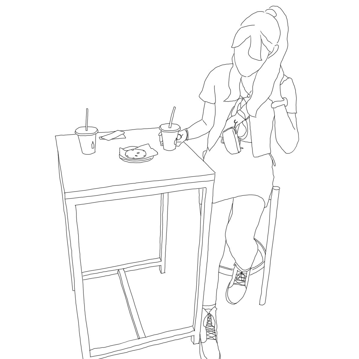 顔がないシンプルなイラストを描きます 基本的に白い背景に黒い線でiPadで描いています。 イメージ3