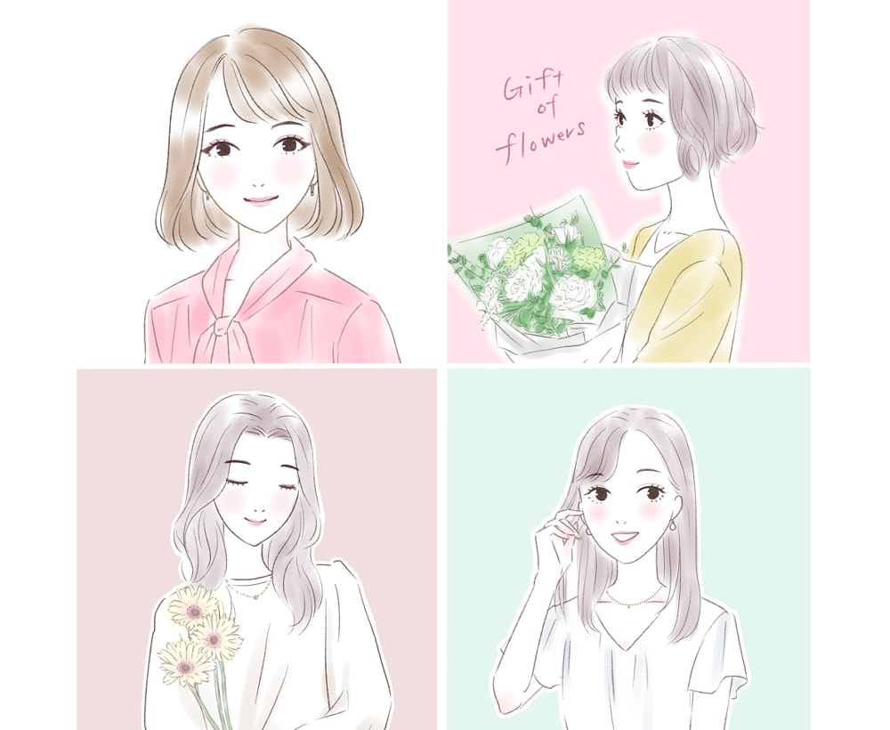 ふんわり水彩タッチ✴︎キレイめ女性イラスト描きます 商用◎ 各種SNS・美容・ファッションのサイトにも！ イメージ2