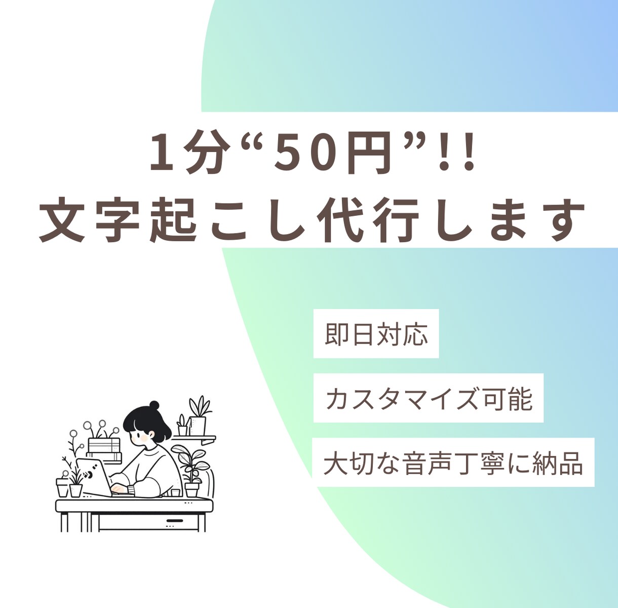 高速＆正確！あなたの音声・動画を文字化します 言葉をカタチにするプロが、 正確に文字起こしします！ イメージ1
