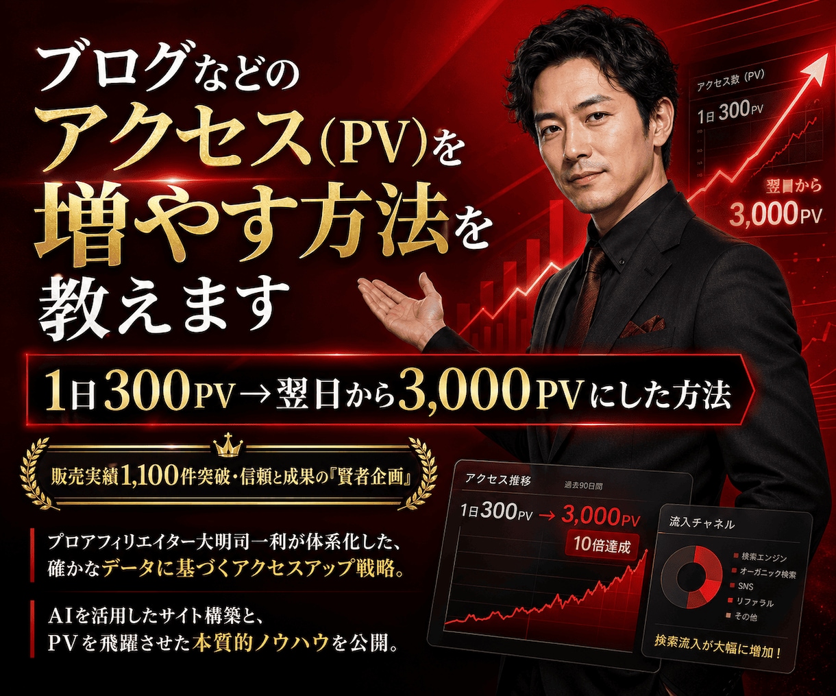 ブログなどのアクセス(PV)を増やす方法を教えます 1日300PV→翌日から3,000PVにした方法 イメージ1