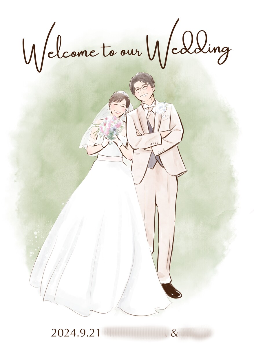 華やかで優しい結婚式ウェルカムボードを描きます ♡お写真をイラストにしてデータ納品いたします イメージ5