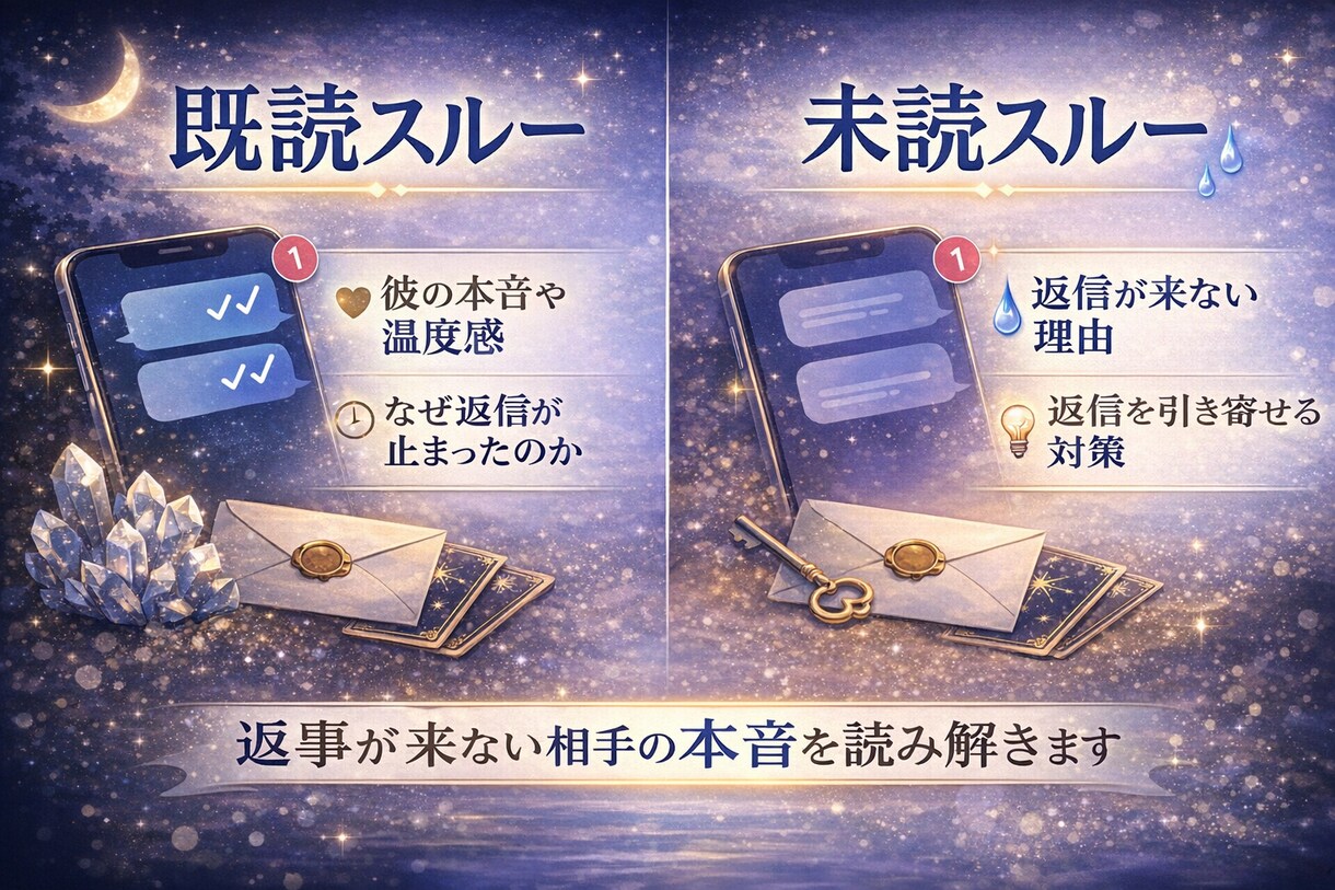 返信が来ない理由を占い、刺さる一通を作ります 返事が来ないのは、嫌われたからじゃなく“理由”がある。 イメージ3
