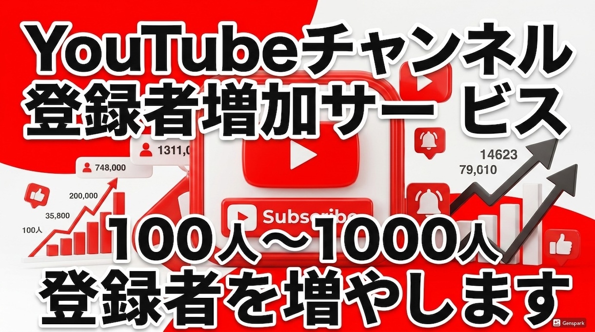 YouTubeチャンネル登録者を１００人増やします ＋１００人増えるまで増加させます！できるだけ安くお届けします イメージ1