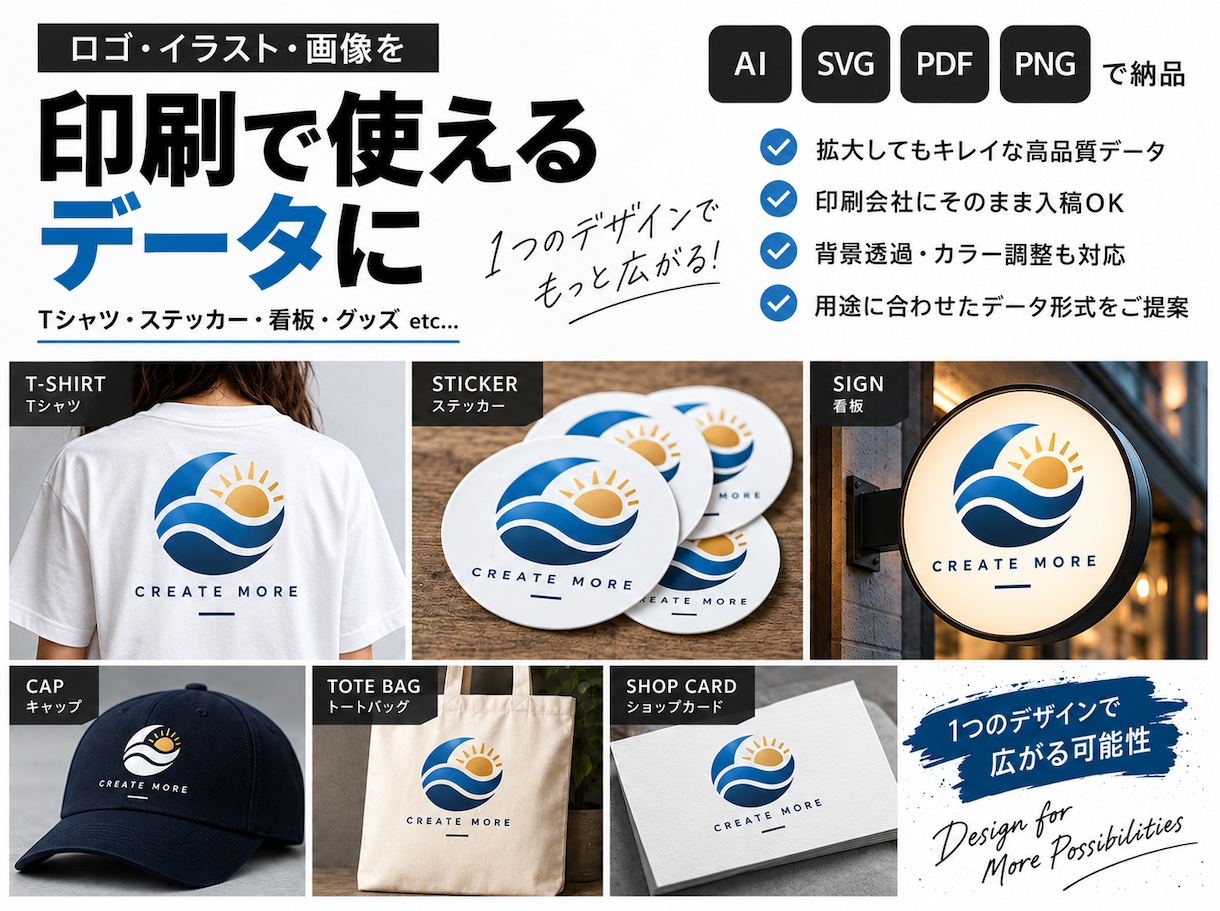 Tシャツ・ステッカー・看板用の印刷データ作成します 画像しかなくても大丈夫。印刷に使いやすいデータに整えます。 イメージ2
