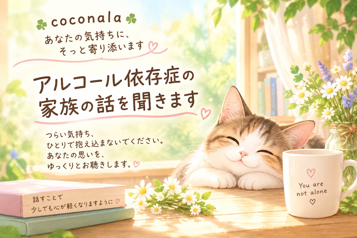 アルコール依存症で悩む家族あのお話しをお聞きします アルコール依存症のご家族の気持ちに寄り添います。 イメージ1