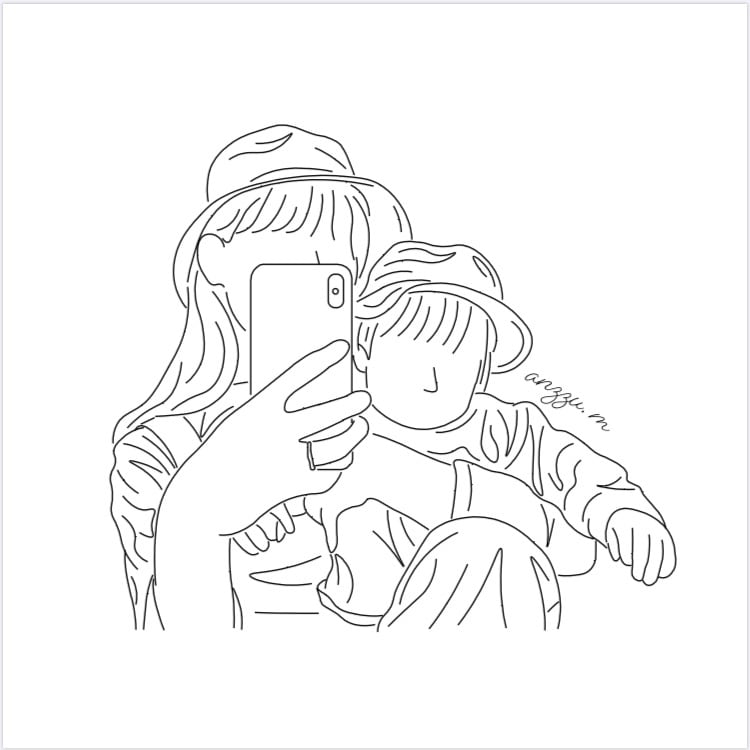 ペア用アイコン/イラスト/似顔絵描きます 写真を元に線画でオリジナルイラスト作成！ イメージ3
