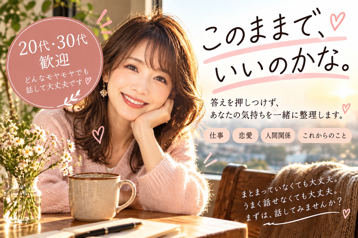 恋バナ✨難しい恋愛相談、職場のストレス引き受けます 20代30代歓迎♡友達には言えない恋の話も聞かせてください イメージ1