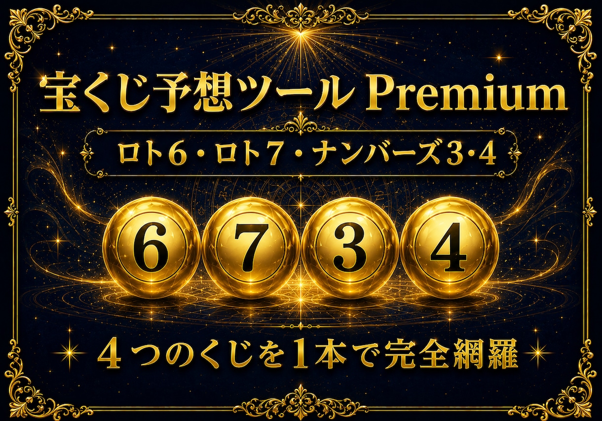 ロト、ナンバーズ全対応！宝くじ予想ツール 販売ます 先着10名様限定：2,500円　通常価格：5,000円 イメージ1