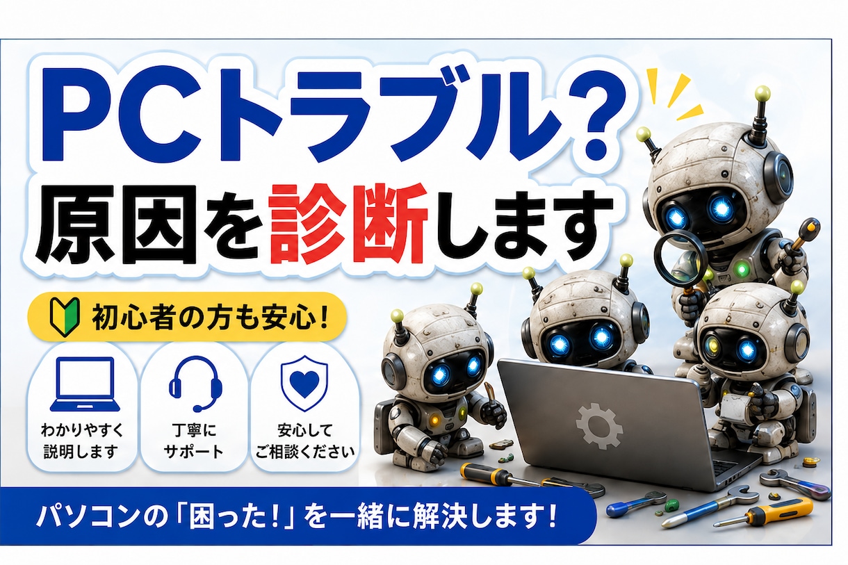 パソコンの不調・トラブル原因を診断しますます 起動しない・遅い・ネット不調を初心者向けに整理します イメージ1