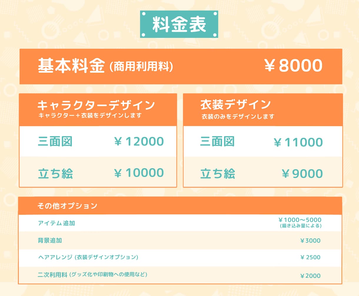 ポップでキュートなキャラ・衣装デザイン承ります 立ち絵・三面図ならおまかせください！ イメージ6
