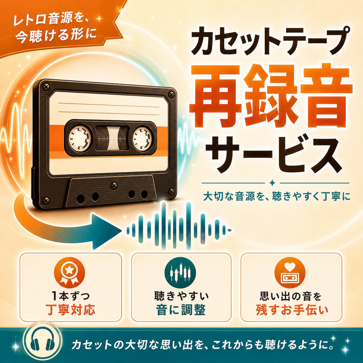 古いカセットの音を整えて新しいカセットに録音します 古いカセットの音を整えて新しいカセットに録音します イメージ1