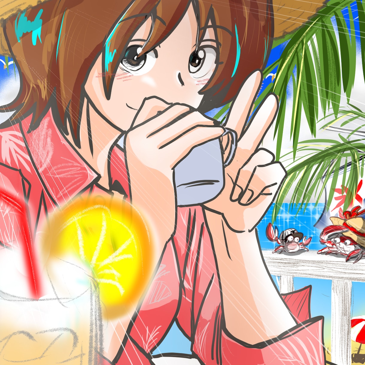 簡単なリクエストを伺い夏空イラストお任せで描きます 簡単なリクエストだけ伺い、お任せで夏の一枚絵を描きます イメージ1