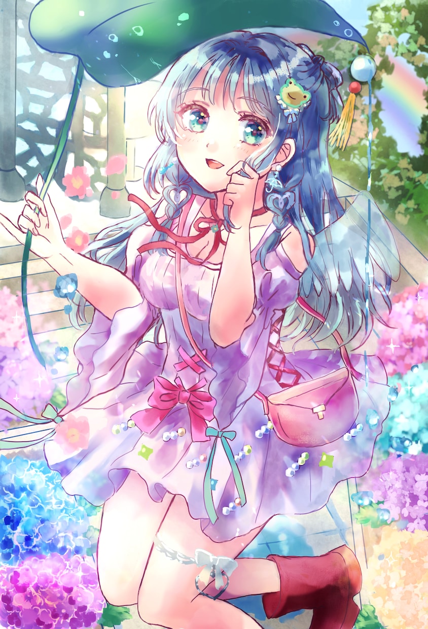 幻想的な可愛い女の子と綺麗な背景イラスト作成します パステルカラーのアナログ感ある幻想的な可愛い女の子イラスト イメージ1