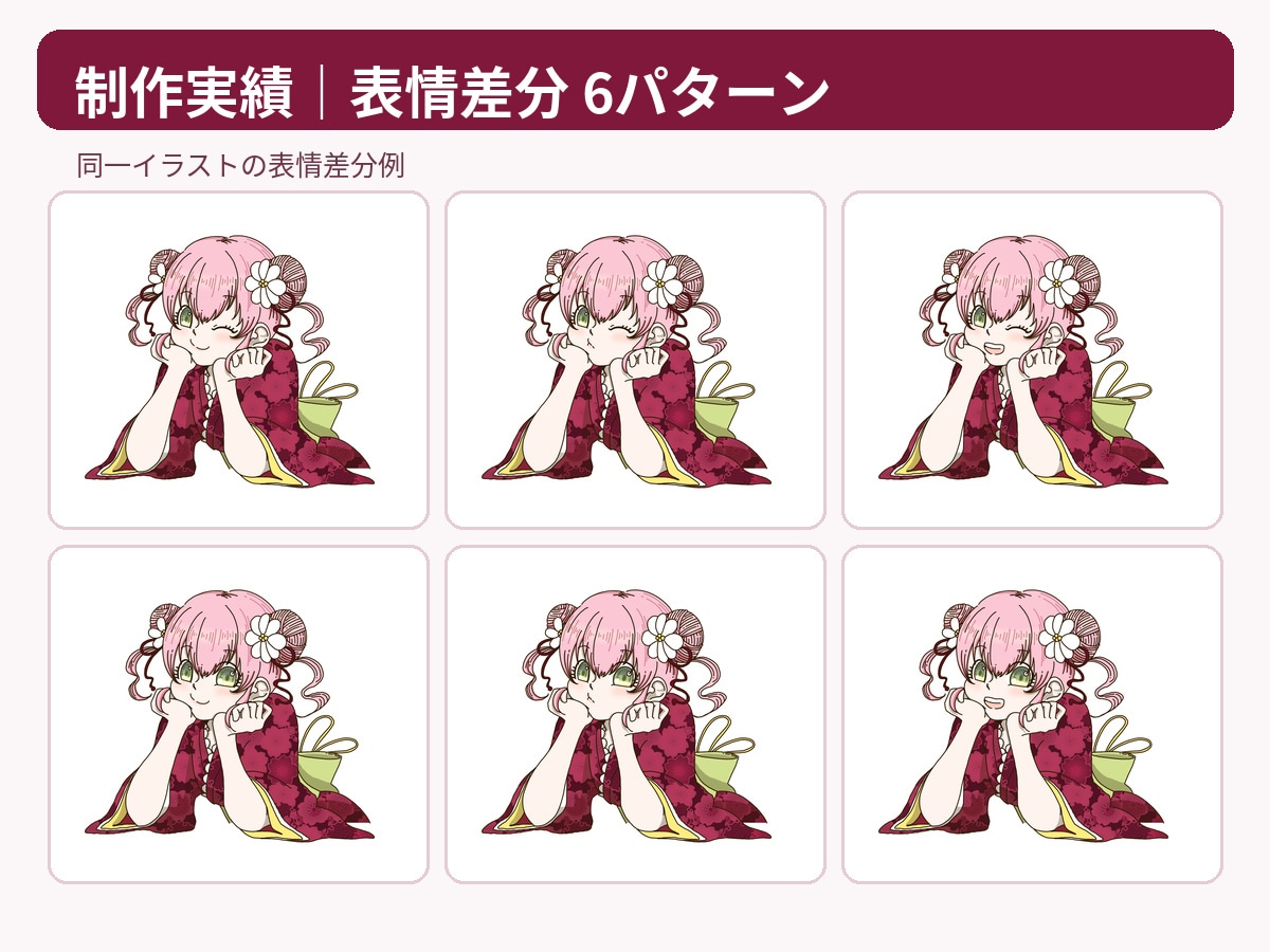 Vtuber向けの一枚絵＋表情差分を描きます 配信・SNS・サムネに使える一枚絵を表情差分付きで制作！ イメージ2