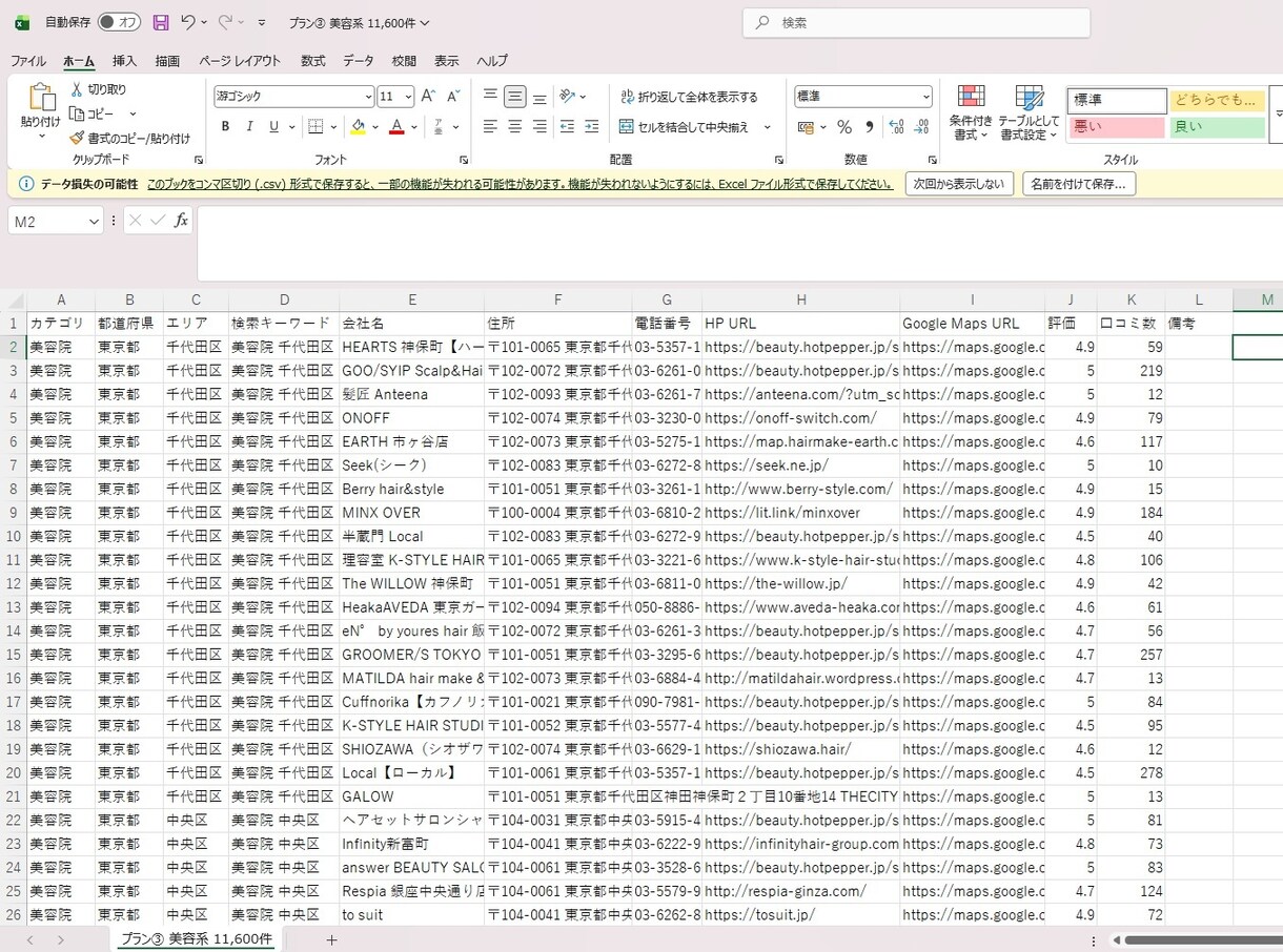 美容系営業リスト11600件|全国CSV提供します 美容院・エステ・ネイル全国リスト即使用可 イメージ2