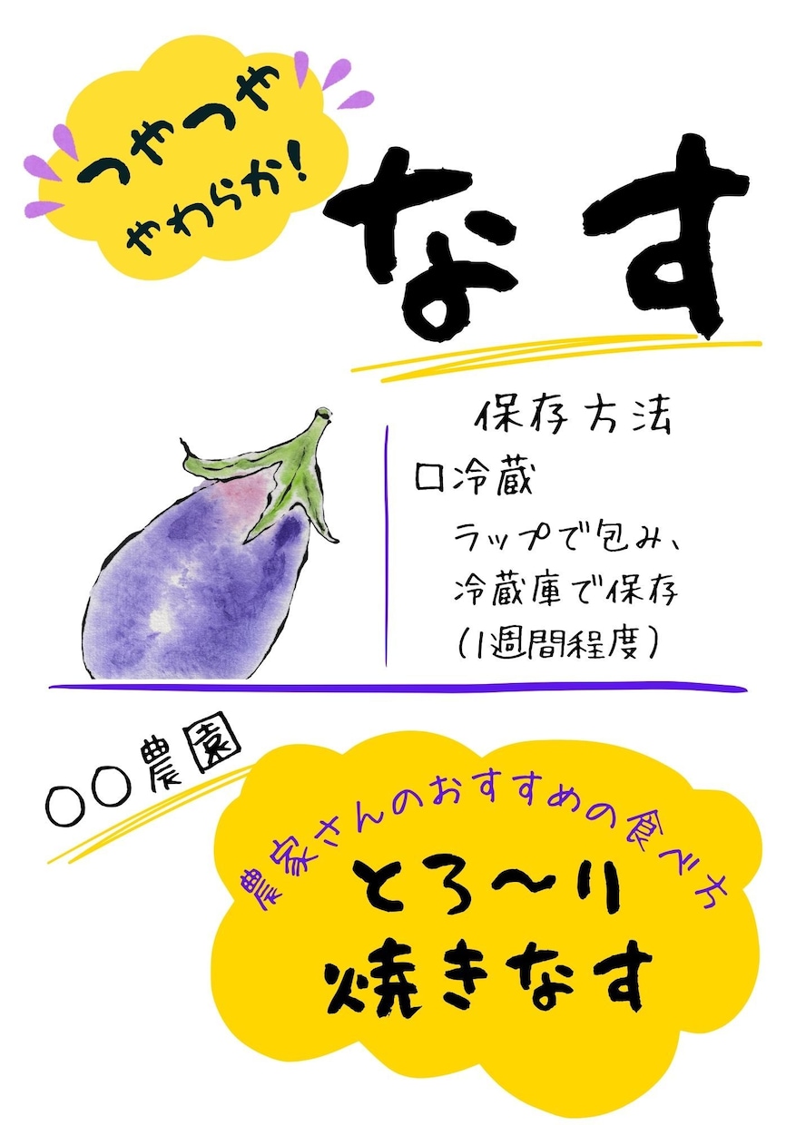 手描き野菜で売り場にひと味違うPOPを提供します 農家さん・直売所・八百屋さん向けの売り場に使えます！ イメージ2