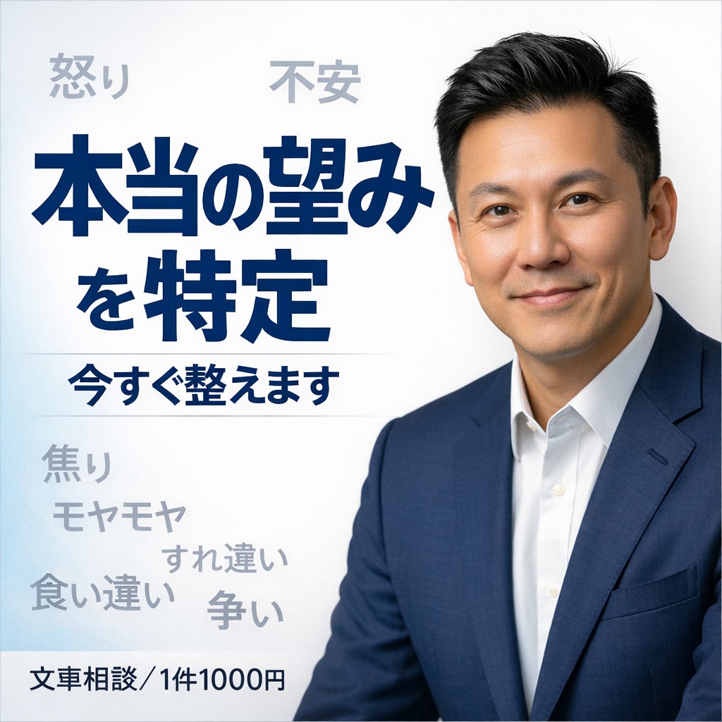 あなたの感情の奥の本当の望みを特定し今すぐ整えます 苦しさの正体を見抜き、落としどころへ イメージ1