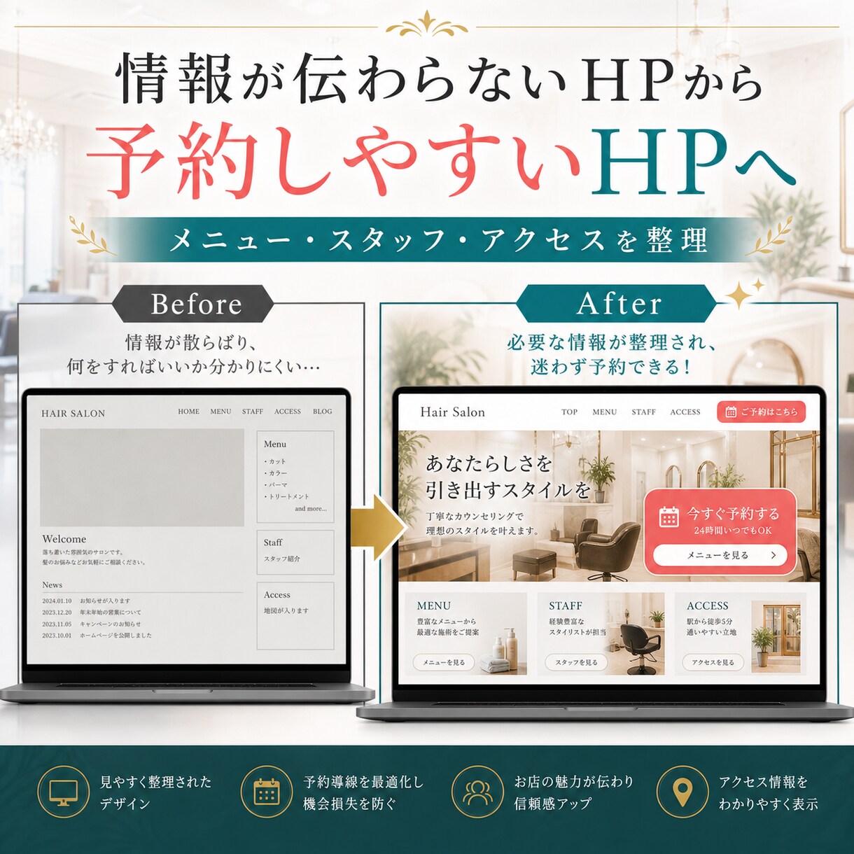 美容院経営者がサロンHPを作成します 美容院経営してるからこその内容です イメージ7