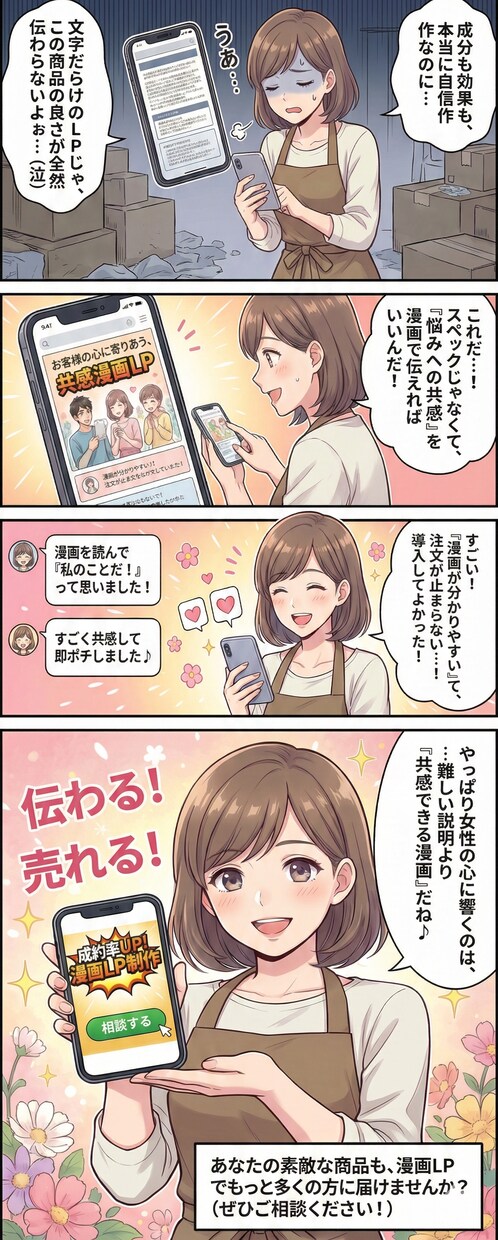 プロのマーケターが伝わる広告漫画LPを制作します web広告や漫画動画、LP、チラシなどを親しみやすい絵柄で！ イメージ3
