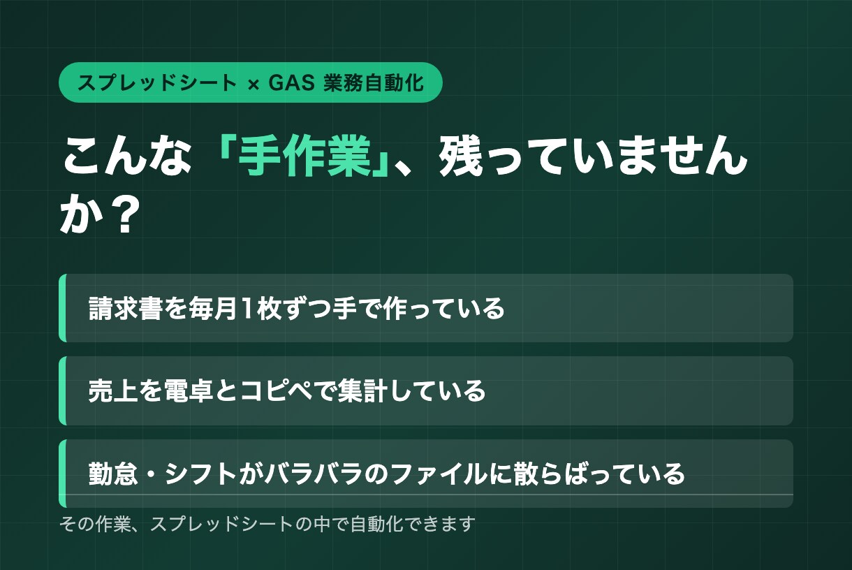 スプレッドシートで請求書・売上・勤怠を自動化します ボタン1つで請求書発行。自社店舗で毎日使う仕組みを構築 イメージ3