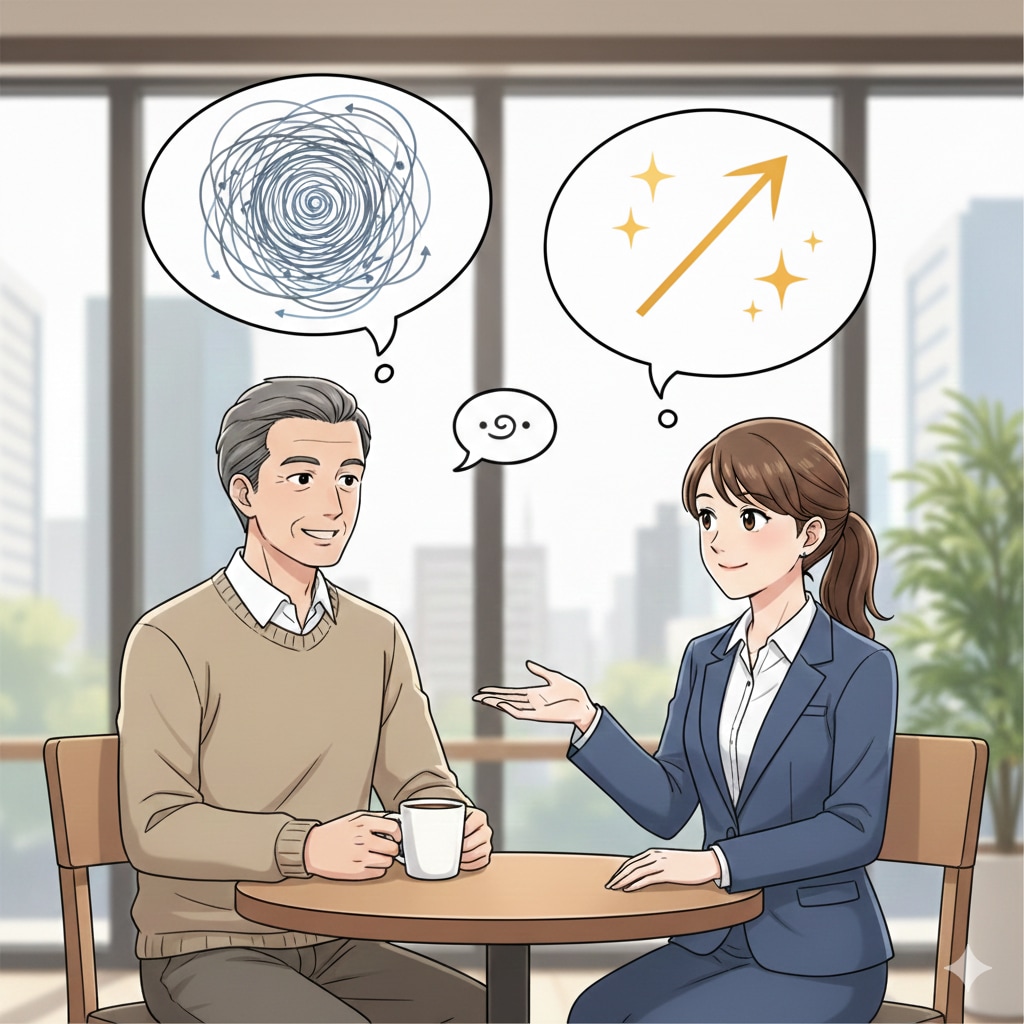 管理職の孤独を解消。主語を自分に戻す対話を行います 組織論に隠れた「あなたの本音」を専門家が一緒に整理します イメージ1