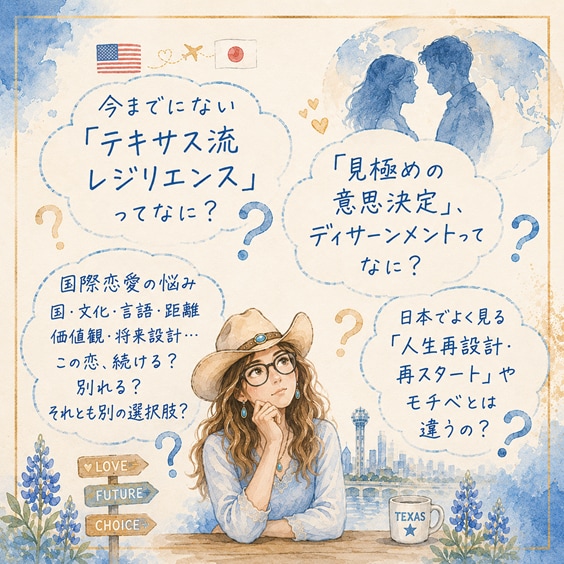 国際恋愛の悩み？「新テキサス流」で見極めます 悩みが長期化したあなたへ～テキサス流で「斬新な選択肢を！」 イメージ3