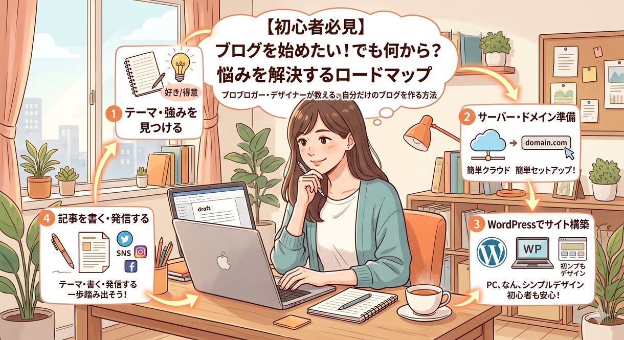 ブログサイトの構築・記事作成をします 初心者がつまづきやすいサイト設計をサポート！ イメージ1