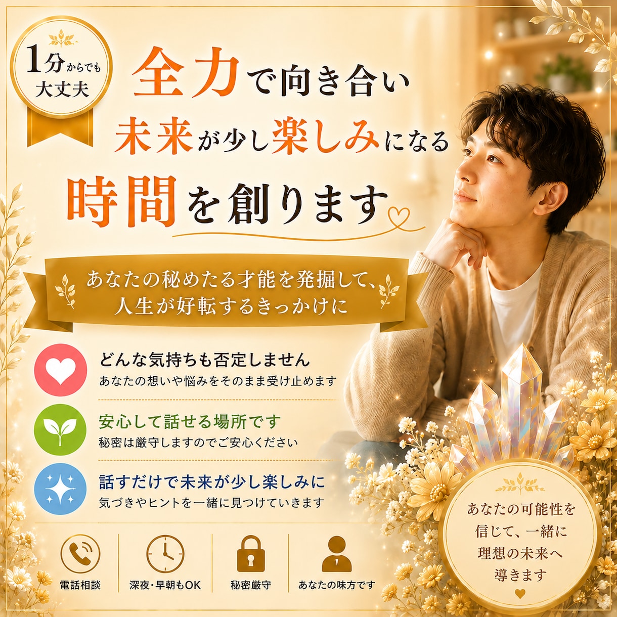 全力で向き合い未来が少し楽しみになる時間を創ります あなたの秘めたる才能を発掘して、人生が好転するきっかけに イメージ1