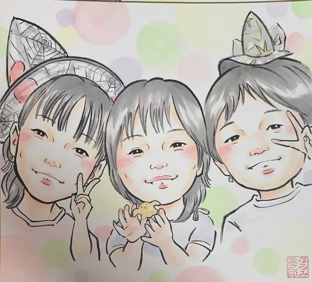 赤ちゃん・誕生日・内祝いに…かわいい似顔絵描きます 25年の実績！ご家族のお祝い・幸せ・思い出を形に残します イメージ5