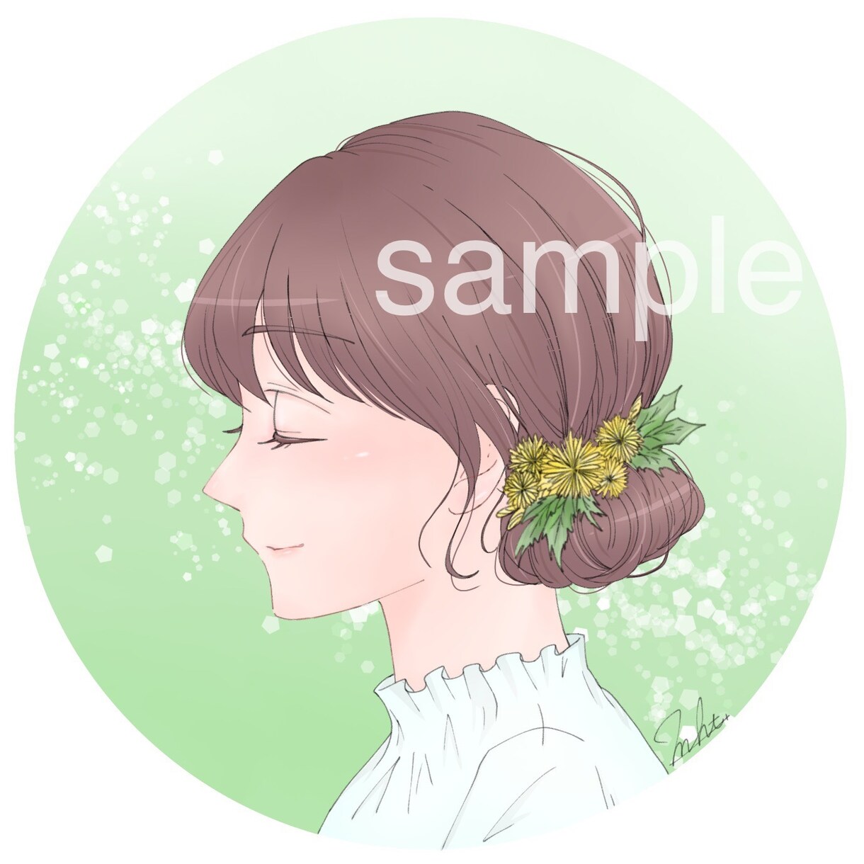 印象に残るやさしい＆儚げな横顔アイコンお描きします 商用利用可◎オプションで背景アニメーションも作成可◎ イメージ4
