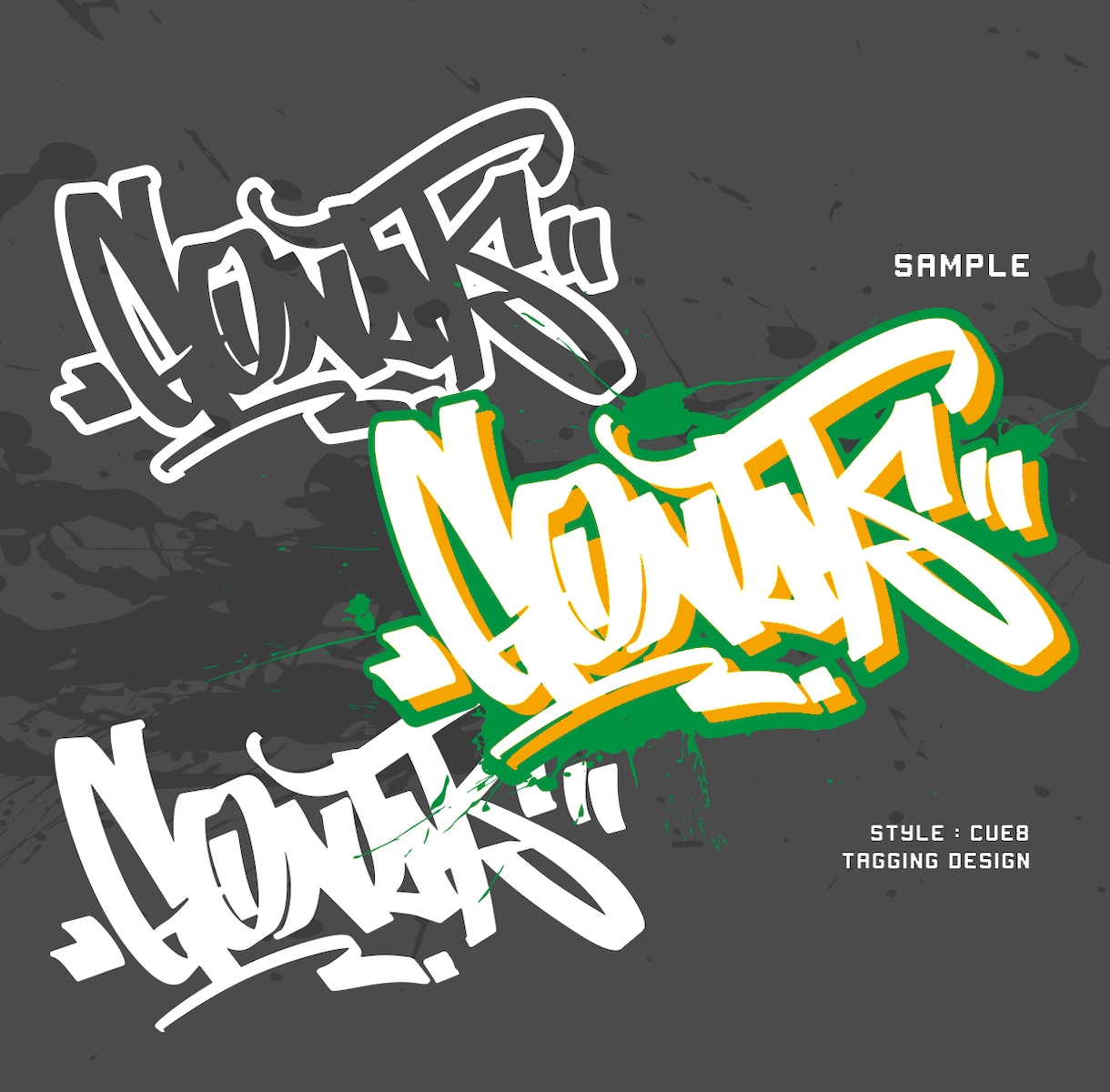 グラフィティ "タギング"のデザイン描きます HIPHOP調のサインのデザインを3点セットで制作します！ イメージ2