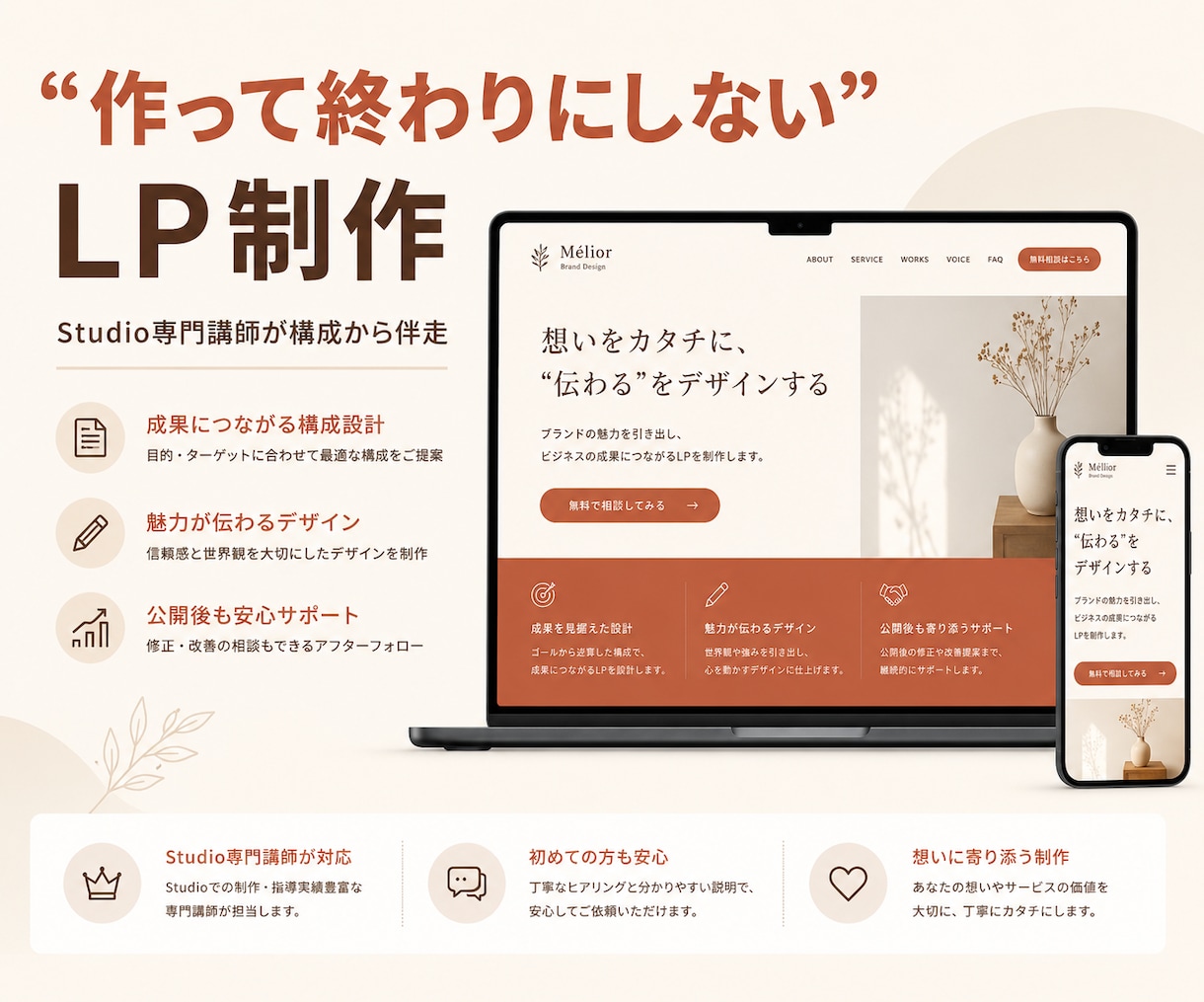 Studioで成果につながるLP制作をします 作って終わりにしないStudio制作 イメージ1