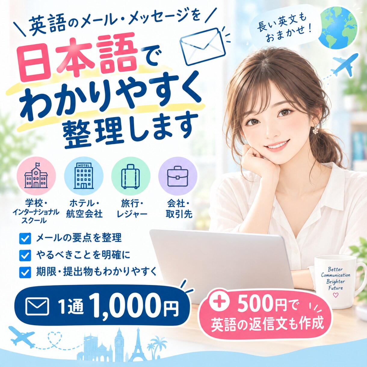 英語メールの内容を日本語で分かりやすく整理します 「結局何を言ってるの？」を日本語で分かりやすく整理します イメージ1