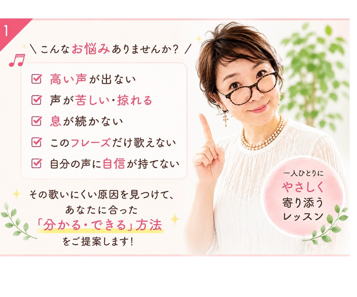 あなたの歌声に必要な「まずココ！」を見つけます 正しい発声を、あなたに「分かる・できる」方法で イメージ5