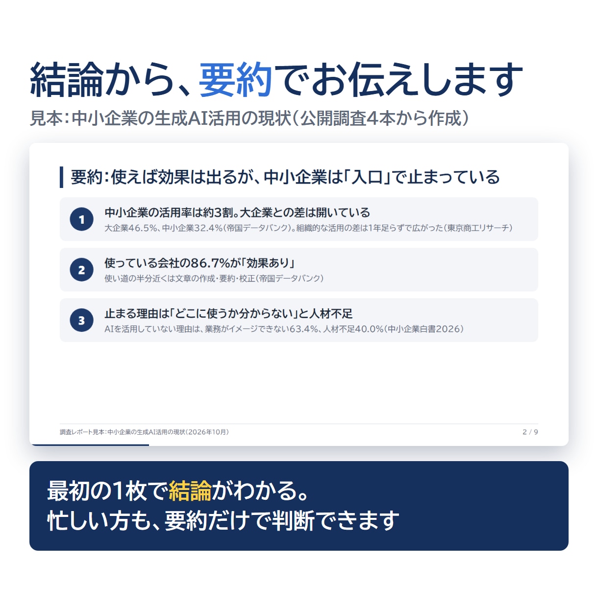 市場・業界を調査し出典つきスライドで報告します 中小企業診断士が最短24時間。全ての数字に出典を明記 イメージ3